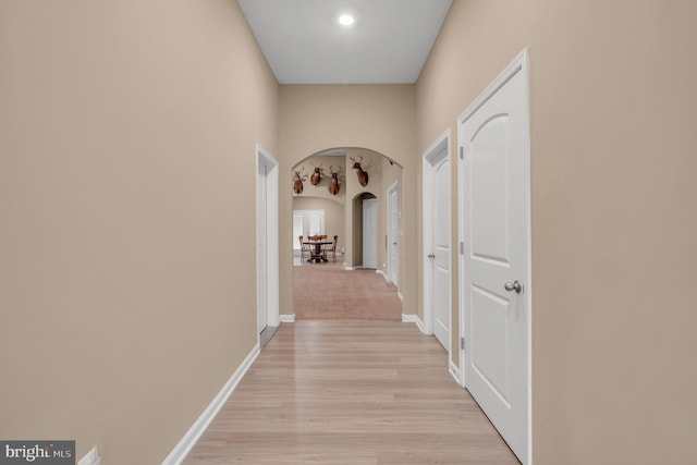 hall featuring light hardwood / wood-style floors