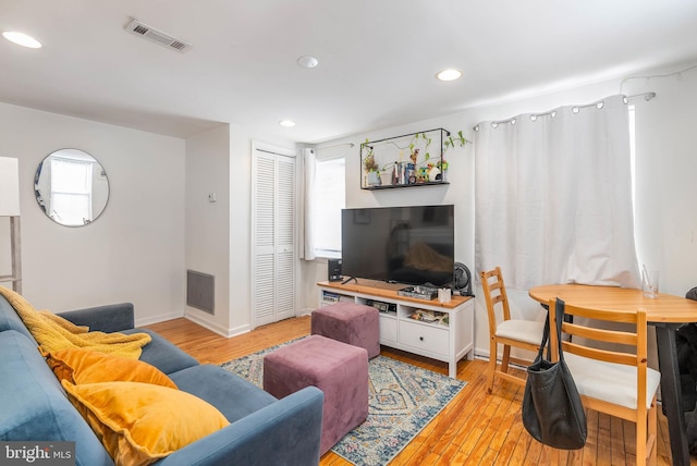 living room featuring light hardwood / wood-style floors