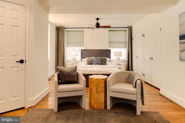 bedroom with light wood-type flooring