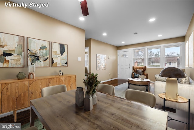 dining space featuring hardwood / wood-style floors