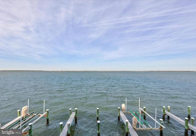 view of dock featuring a water view