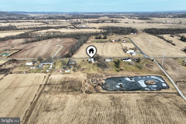 drone / aerial view with a rural view