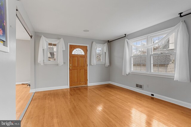 entrance foyer featuring a wealth of natural light and light wood-type flooring