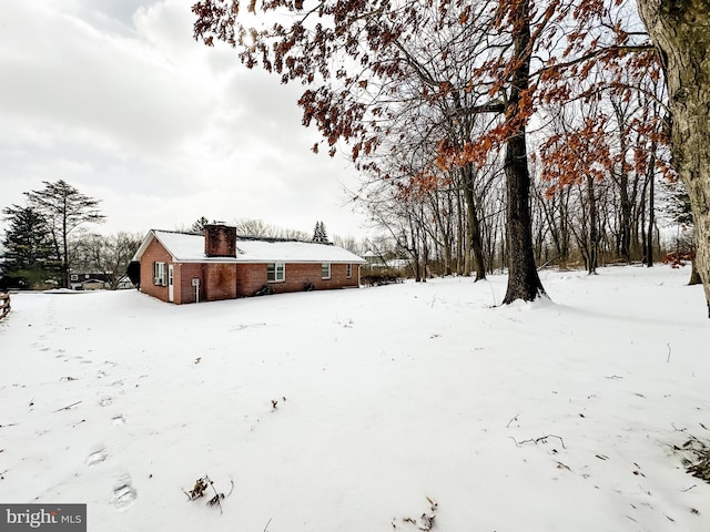 view of yard covered in snow