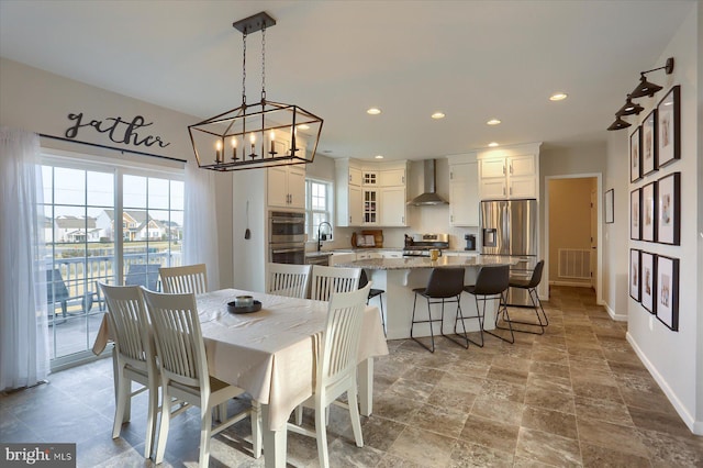 dining room with sink