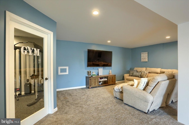 living room with carpet