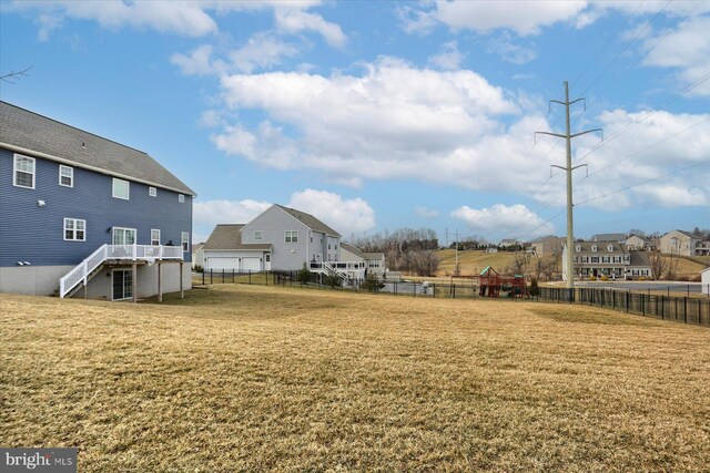 view of yard featuring a deck