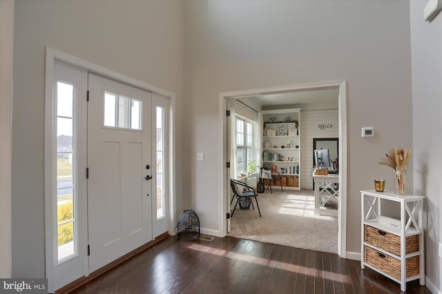 foyer with dark hardwood / wood-style flooring