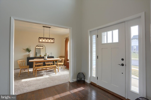 foyer with dark wood-type flooring