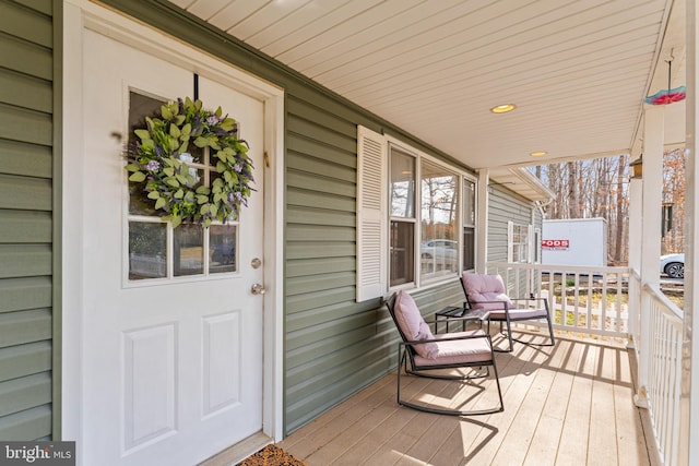 deck featuring a porch