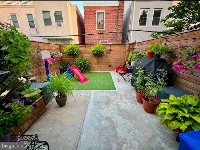 view of patio / terrace featuring a grill