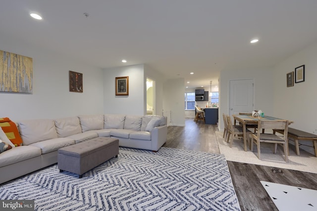 living room featuring hardwood / wood-style flooring