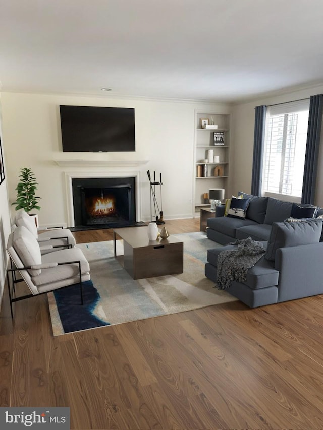 living room with wood-type flooring