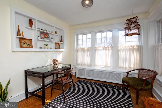 sunroom / solarium featuring radiator