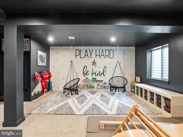 playroom featuring carpet