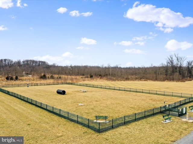 view of community featuring a yard and a rural view