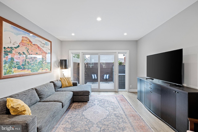 living room with light wood-type flooring