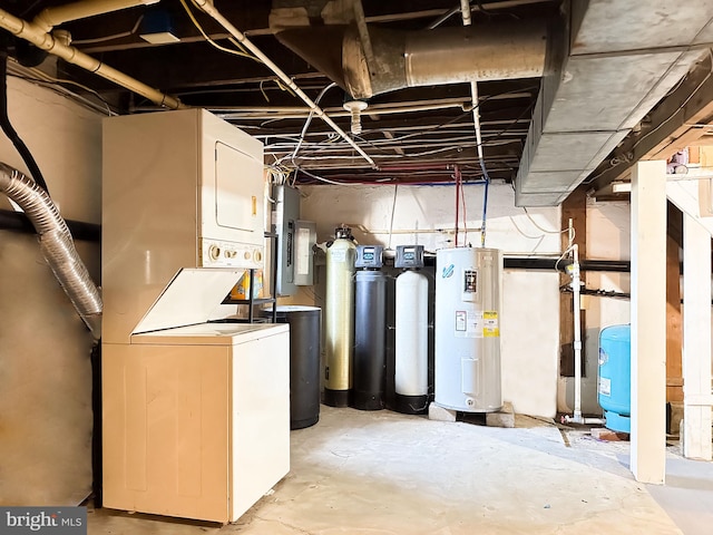 basement with electric water heater