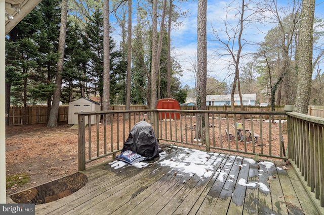 deck featuring a storage unit