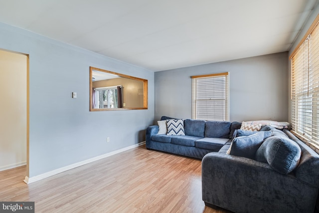 living room featuring light wood-type flooring