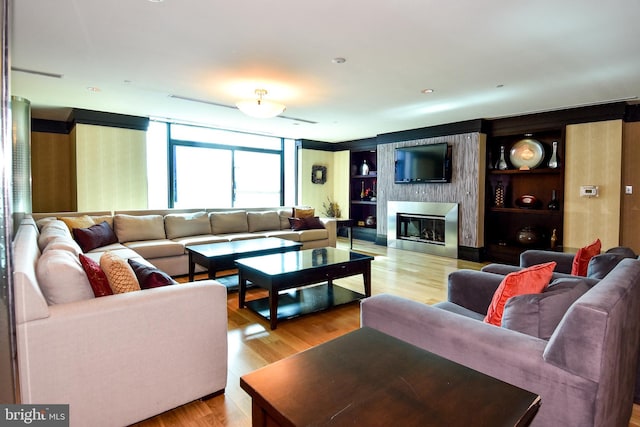 living room with light hardwood / wood-style floors