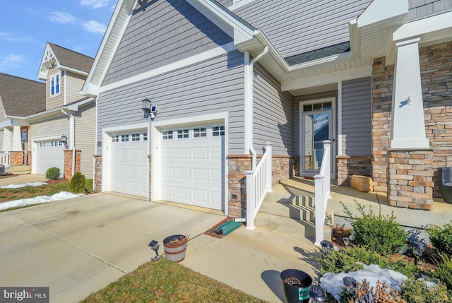 exterior space featuring a garage