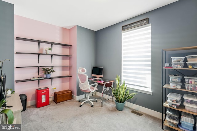 office featuring light colored carpet