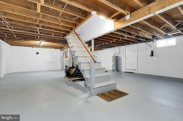 basement with water heater