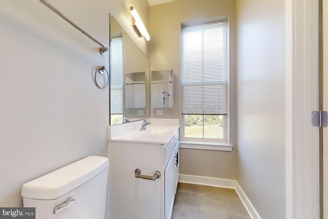 bathroom featuring tile patterned flooring, vanity, and toilet