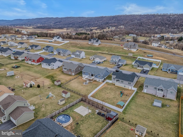 drone / aerial view with a mountain view