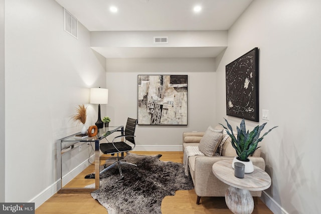 office featuring light wood-type flooring