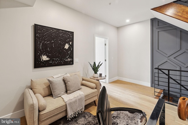 living room with hardwood / wood-style floors