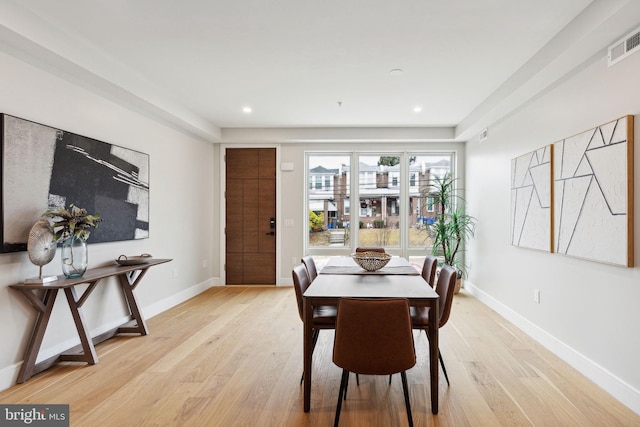 dining area featuring light hardwood / wood-style flooring