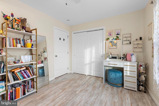 misc room with light wood-type flooring