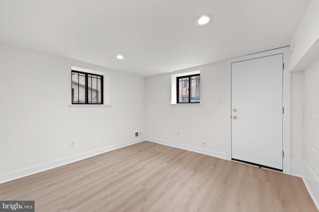 interior space with light hardwood / wood-style flooring