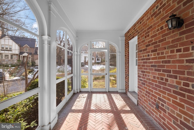 view of unfurnished sunroom