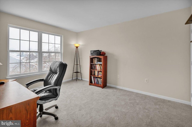 view of carpeted home office