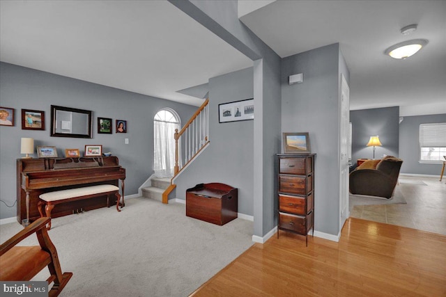 interior space with light hardwood / wood-style flooring