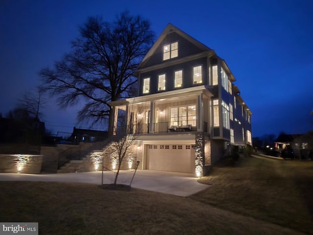 view of front of property with a garage