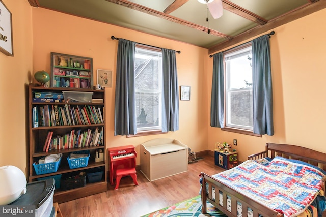 bedroom featuring light wood-type flooring