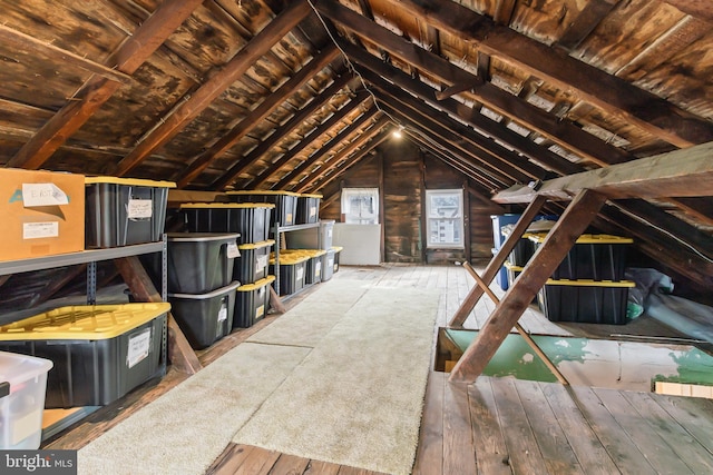 view of unfinished attic