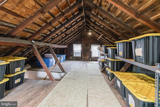 view of unfinished attic