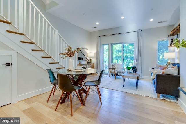 dining room featuring light hardwood / wood-style flooring