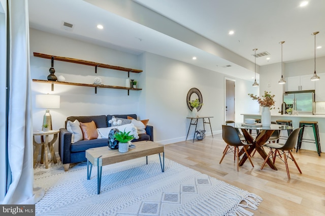 living room featuring light hardwood / wood-style flooring