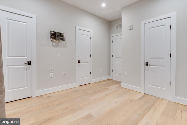 interior space with light hardwood / wood-style floors