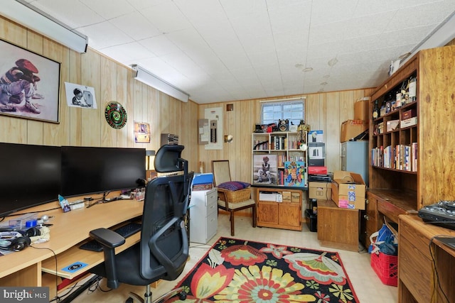 office with wood walls