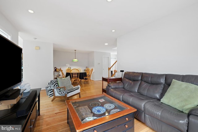 living room featuring light wood-type flooring