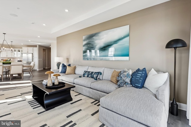 living room with light wood-type flooring