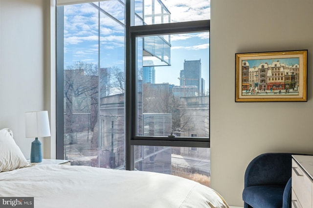 bedroom with expansive windows