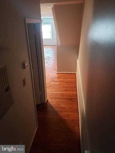 corridor featuring hardwood / wood-style flooring